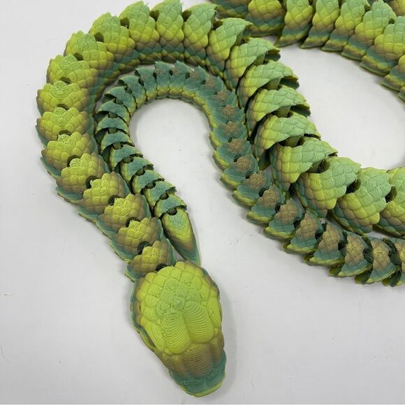 Articulating Snake 3D Printed 5' Long (60") Green Blue Color Décor Gift - Picture 3 of 7